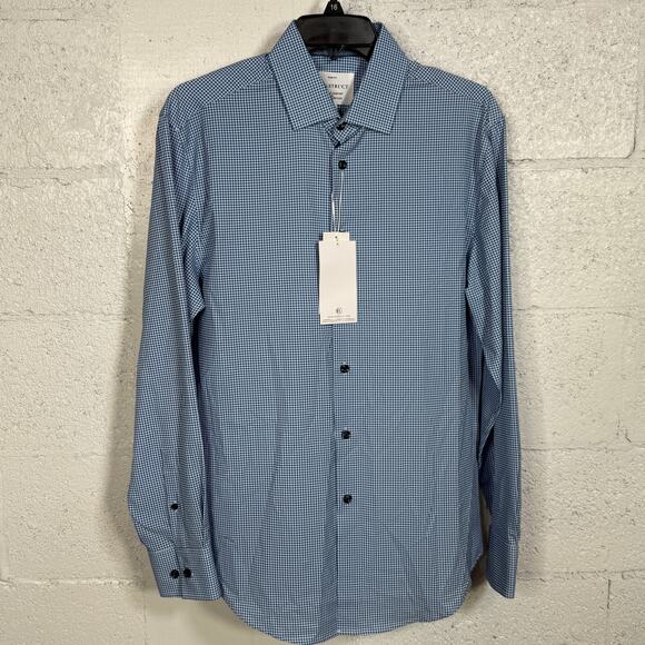 Con.Struct Men's Slim Fit Gingham Stretch Cooling Dress Shirt Blue Medium $70 - Picture 1 of 8